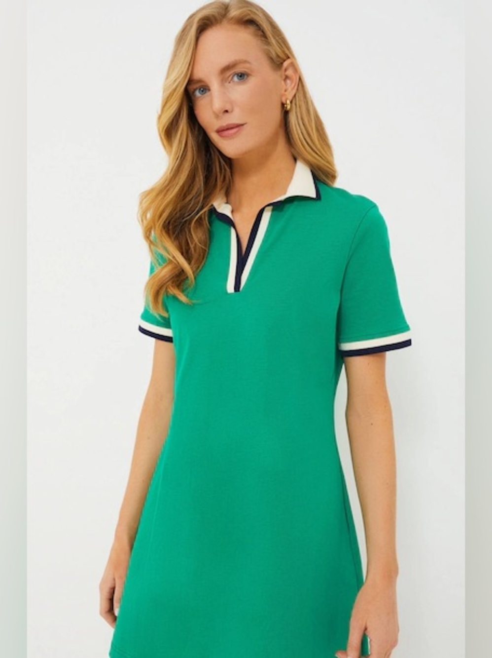 Tuckernuck Emerald Green Polo Dress with White and Navy Trim